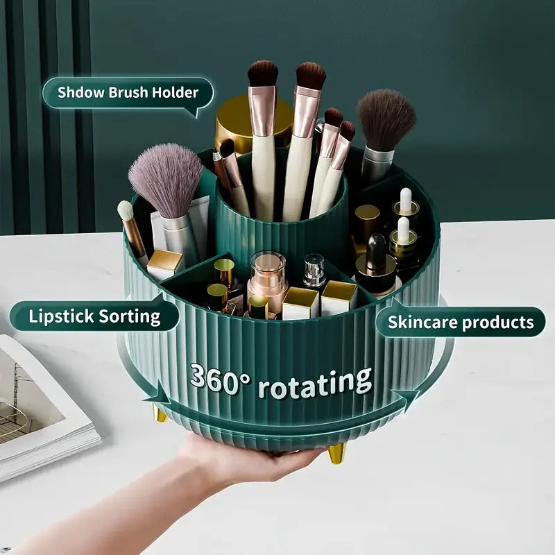 360° Rotating 5-Slot Makeup Brush Holder - Stylish & Functional Organizer for Vanity and Bathroom